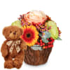 Media 1 - Blumengesteck «Happy Surprise» mit Teddybär