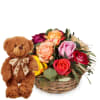 Media 1 - A Basket Full of Roses with teddy bear