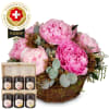 Media 1 - Schweizer Blumengesteck «Pfingschtrose-Traum» mit Honig Geschenk-Set von Bee-Family