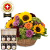 Media 1 - Herbstgesteck mit Schweizer Blumen und Honig Geschenk-Set von Bee-Family