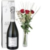 Media 1 - 3 rose rosse con verde e Prosecco Albino Armani DOC (75 cl)