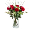 Media 1 - 9 rose rosse con verde