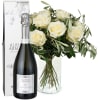 Media 1 - 12 roses blanches avec verdure et prosecco Albino Armani DOC (75 cl)