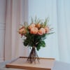 Media 3 - 12 Salmon Colored Roses with greenery