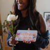 Media 2 - 1 peony (white) with Munz bar of chocolate «Happy Birthday»