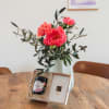 Media 2 - 3 peonies (coral) with greenery and Bee-Family Swiss blossom honey