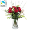 Media 1 - 7 roses rouges Fairtrade Max Havelaar avec verdure