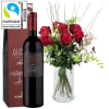 Media 1 - 7 Red Fairtrade Max Havelaar-Roses with greenery and Ripasso Albino Armani DOC (75 cl)