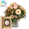 Media 1 - Doux bouquet de saison avec roses de Fairtrade Max Havelaar et du miel de fleurs suisse de Bee-Family