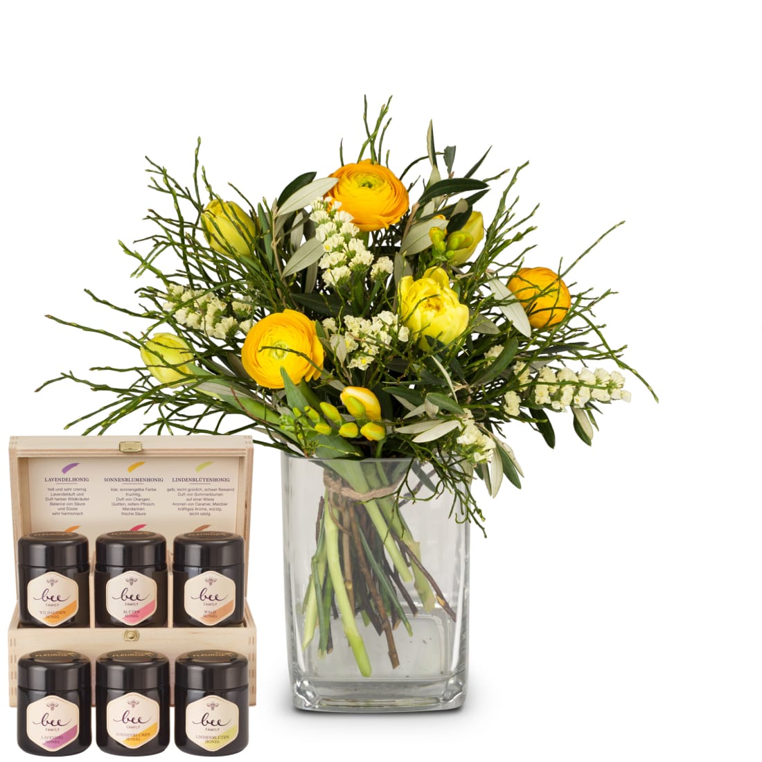 Coffret cadeau de miel de Bee-Family avec 6 sortes de miel – hertigfleurs