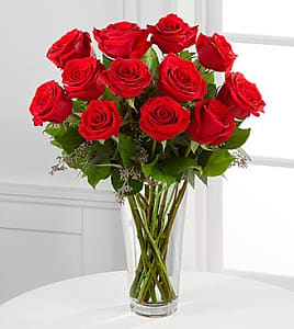 Media 1 - Long Stem Red Rose Arrangement