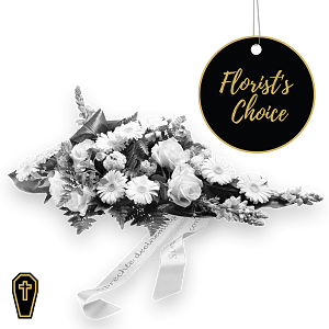 Media 1 - Funeral spray arrangement with ribbon - Florist’s Choice