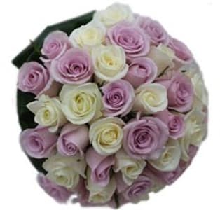 Media 1 - Bridal White and Lilac Roses bouquet