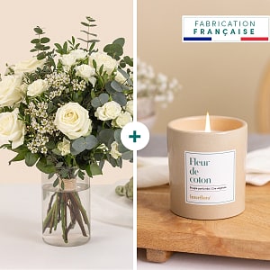 Media 1 - White and green bouquet and candle