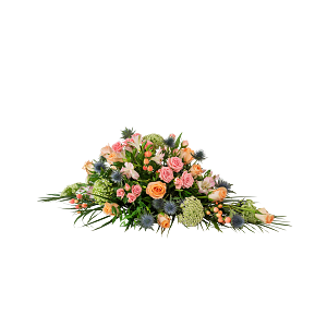 Media 1 - Funeral Bouquet Medium Winter Spring Flowers w ribbon 240169