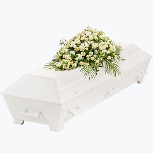 Media 1 - Funeral Spray White and Cream w ribbon 248002