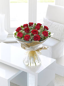 Media 1 - 12 Red Long Stem Roses Hand Tied