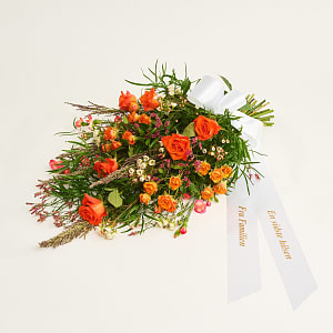 Media 1 - Funeral spray golden with ribbon