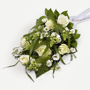 Media 1 - Funeral spray, Florist's Choice with ribbon