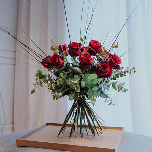Media 1 - 12 Red Roses with greenery