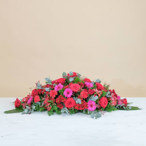 Coffin cover with red roses