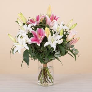 Bouquet of Pink and White Liliums