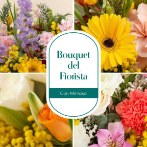 Florist bouquet with mimosa
