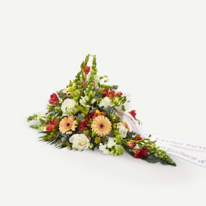 Media 1 - Golden funeral decoration with ribbon