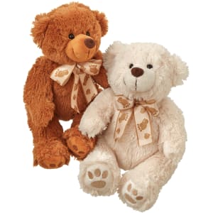 Media 3 - 5 rote Rosen mit Grün und Teddybärenpaar