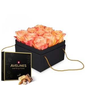 Blumenbox «Marseille» (15 cm) mit Avelines Pralinés von Maestrani