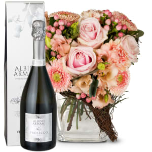 Blumenstrauss «Von Herzen» mit Prosecco Albino Armani DOC (75 cl)