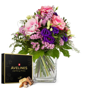 Blumenstrauss «Frühlingsprinzessin» mit Avelines Pralinés von Maestrani