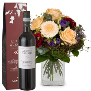 Blumenstrauss «Bunter Blumentraum» mit Ripasso Albino Armani DOC (75 cl)