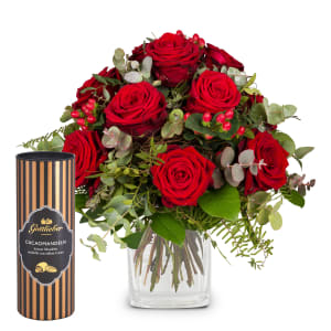 Blumenstrauss «I Love You» mit Gottlieber Cacaomandeln