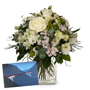 Blumenstrauss «Natürlicher Blütenzauber» mit Geschenkgutschein CHF 25.- der Rhätischen Bahn