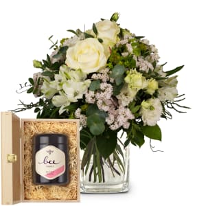 Blumenstrauss «Natürlicher Blütenzauber» mit Schweizer Blütenhonig von Bee-Family