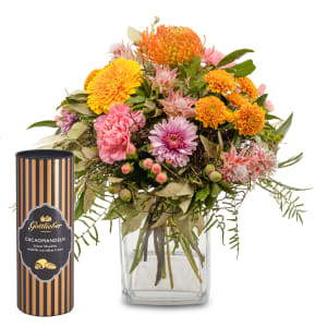 Mazzo di fiori del mese di «Novembre» con mandorle Gottlieber al cacao