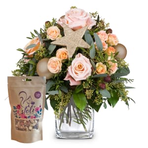 Blumenstrauss «Funkelnde Sternstunde» mit stoli-Nüssen – Fleurop Edition