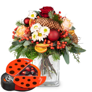 Media 1 - Bouquet de fleurs «Forêt féerique» avec Munz coccinelle en chocolat