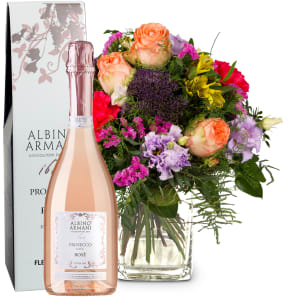 Blumenstrauss «Sinfonie der Farben» mit Prosecco Rosé Albino Armani DOC (75 cl)