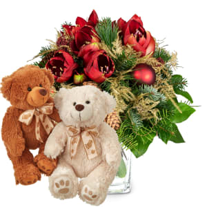 Blumenstrauss «Weihnachtsfest» mit Teddybärenpaar