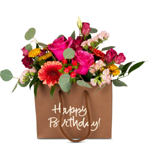 Media 6 - Fleurop Blumentasche «Happy Birthday» - in kräftigen Farben