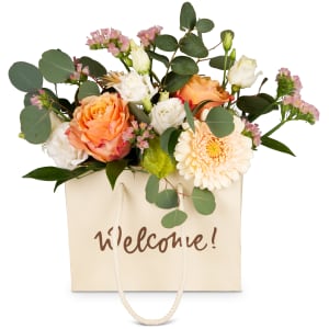 Media 6 - Blumentasche «Welcome!» - in Lachstönen