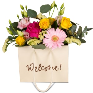 Media 6 - Blumentasche «Welcome!» - in hellen Farben