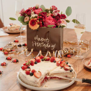 Media 4 - Fleurop Borsa di fiori «Happy Birthday» - in colori vivaci