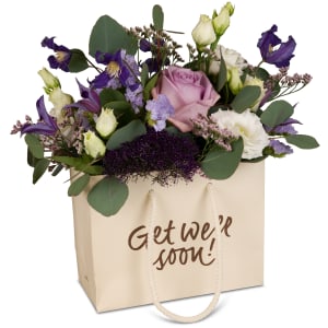 Blumentasche «Get well soon!» - in Violetttönen