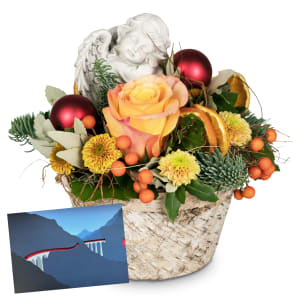 Blumengesteck «Little Angel» mit Geschenkgutschein CHF 25.- der Rhätischen Bahn