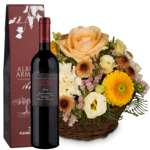 Flower arrangement «Bright Surprise» with Ripasso Albino Armani DOC (75 cl)