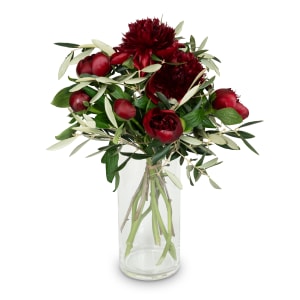 7 Pfingstrosen (bordeaux) mit Grün