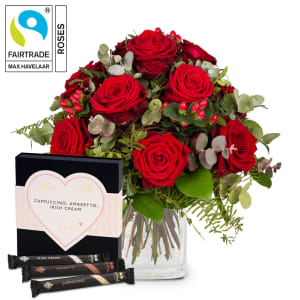 Blumenstrauss «I Love You» mit Fairtrade-Rosen Max Havelaar und Gottlieber Hüppen «White Love»